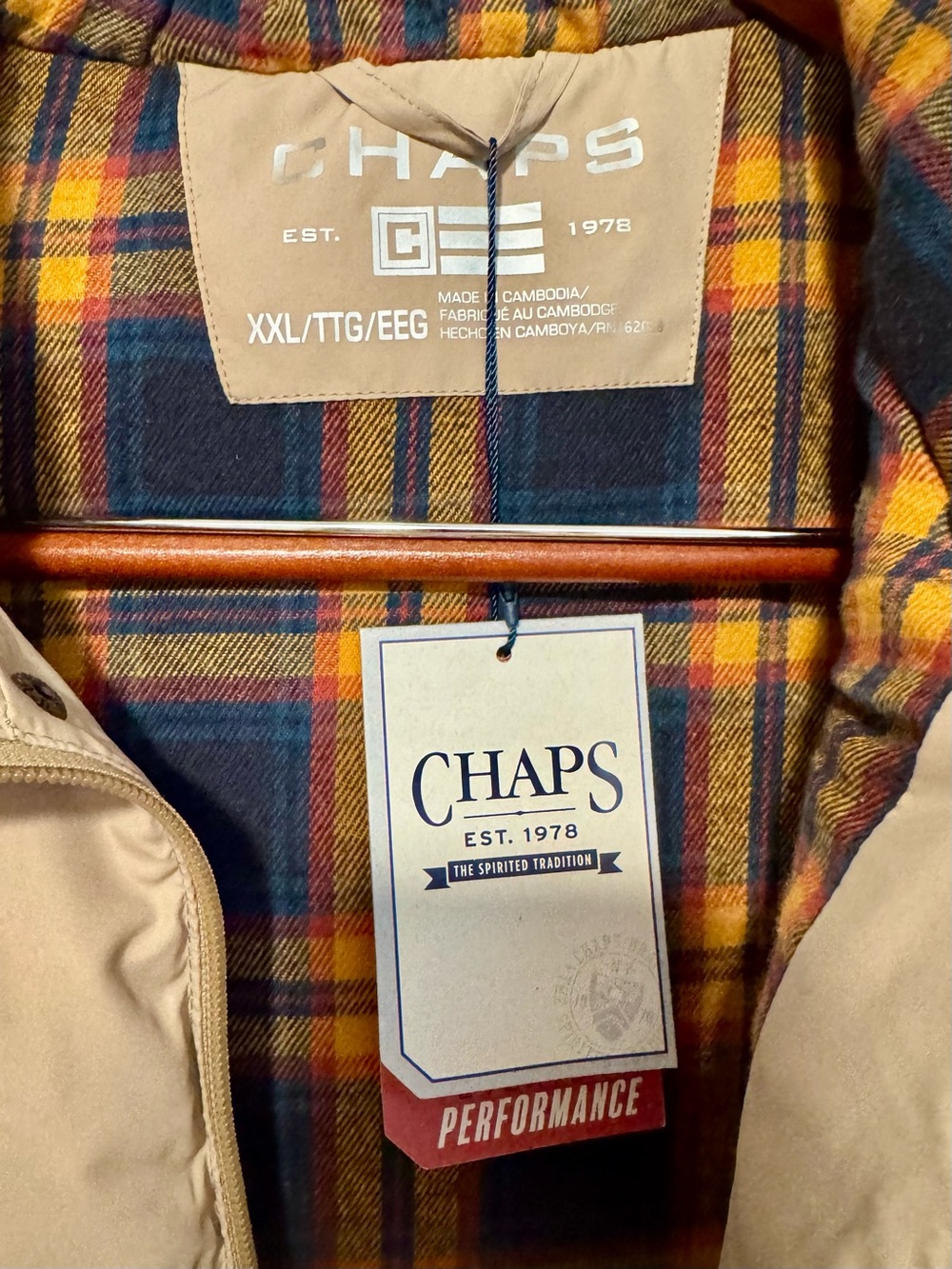 Chaps Porter Tan Hooded Puffer Vest Size 2XL - NEW - Picture 9 of 11